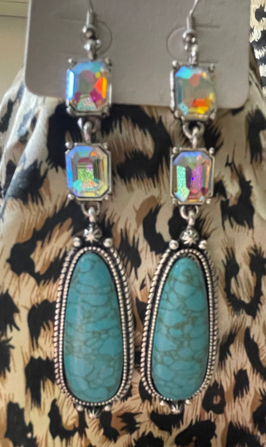 Earrings, glass and turquoise