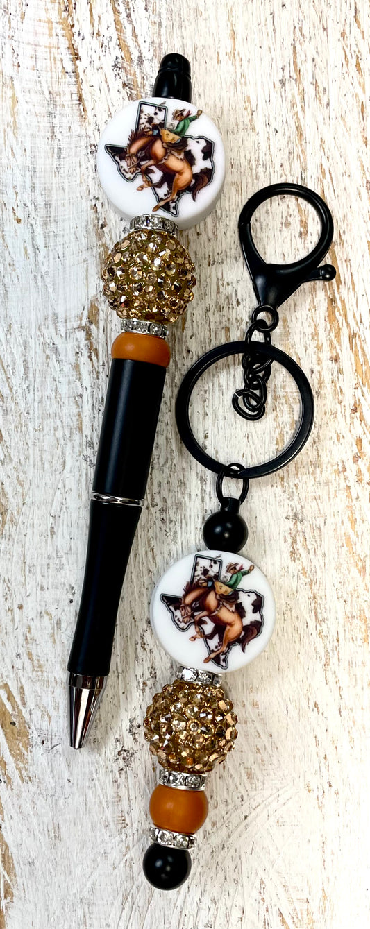 Pen/keychain Texas cowboy