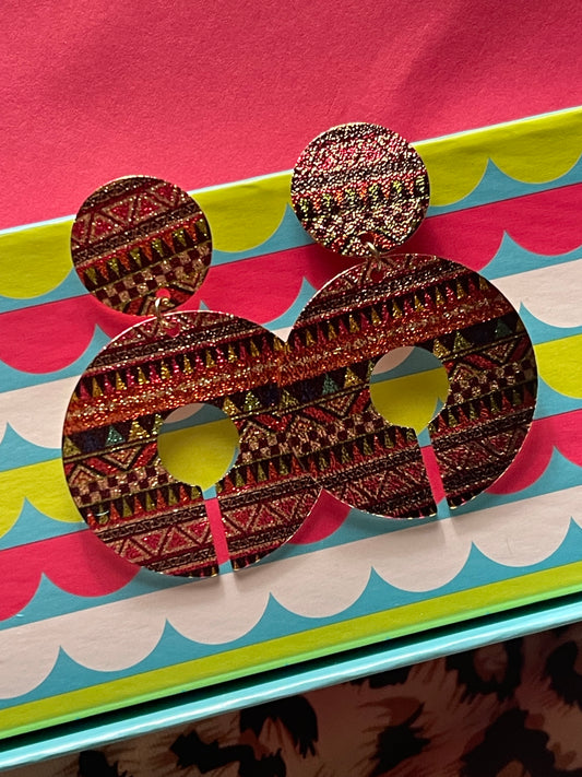 Earrings, Aztec discs